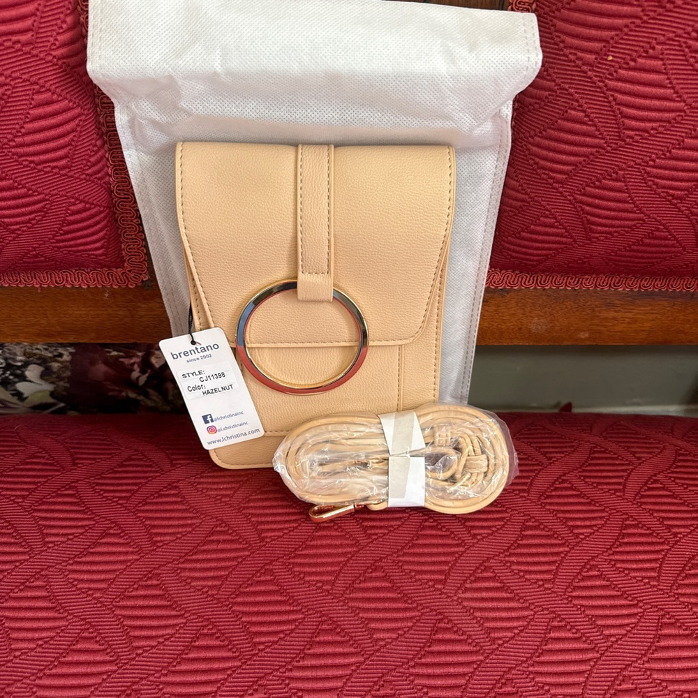 Brentano Hazelnut (Beige) Crossbody Bag with Adjustable Strap & Int. Compart.
